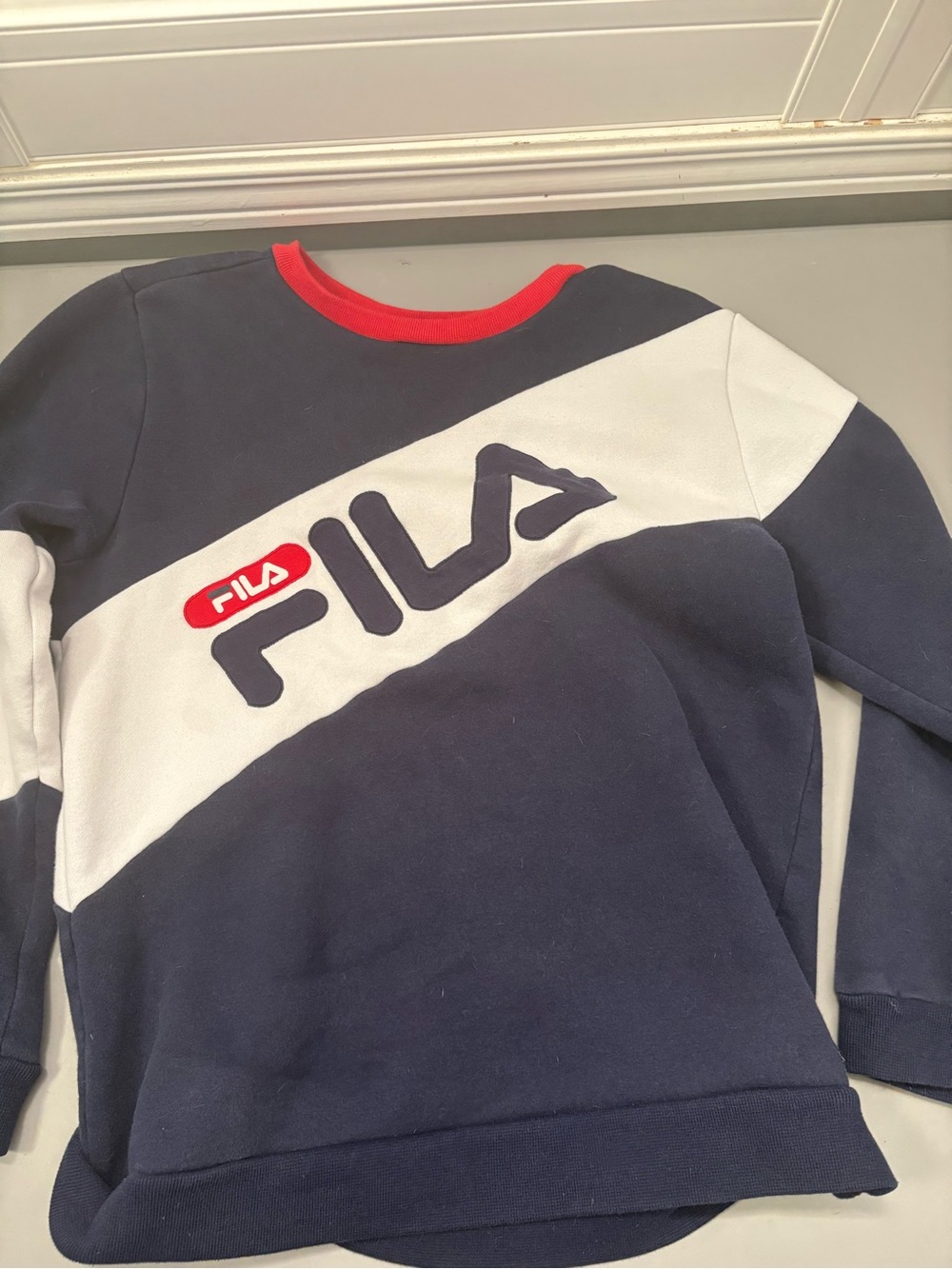 Fila Navy, White & Red Logo Crewneck Sweatshirt